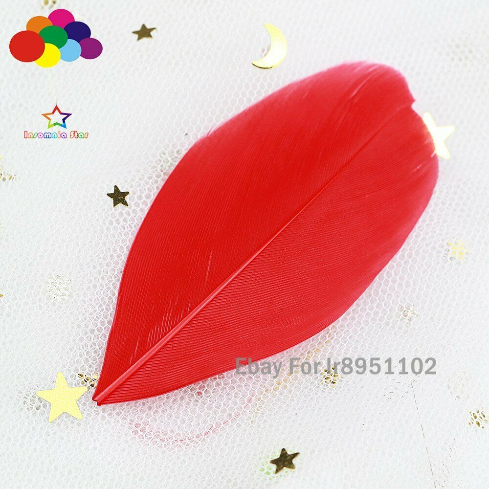 100pcs 5-7cm Red Chicken Goose Round Head Plumes Turkey Marabou Feathers Diy