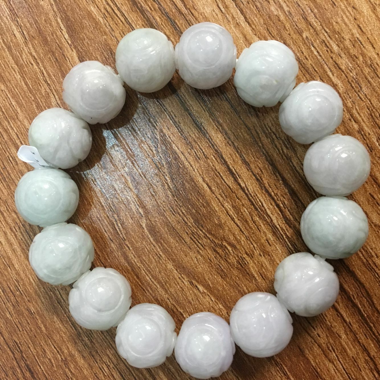 Certified Natural A Grade Jade13mm /Jadeite Carving Beads Men&Women Bracelet AA+