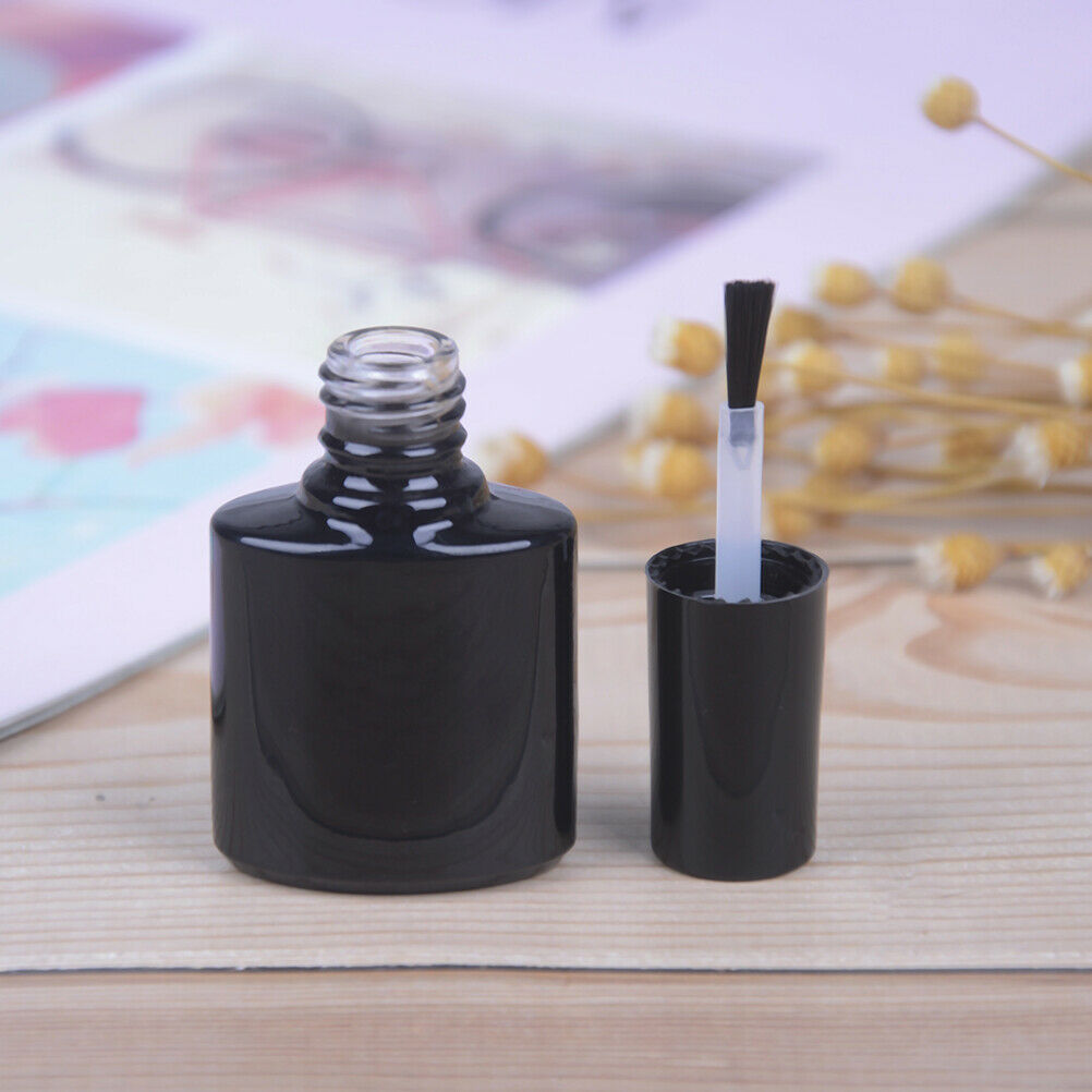 10ml Empty Nails Polish Bottle Black Glass With Agitator Mixing Ball Nail poBDA