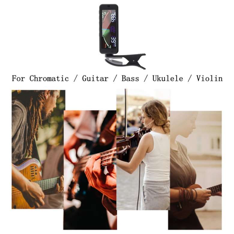 Penala Gitar Skrin Lcd Besar Klip-Pada Tuner Metronome Penjana untuk Gitar