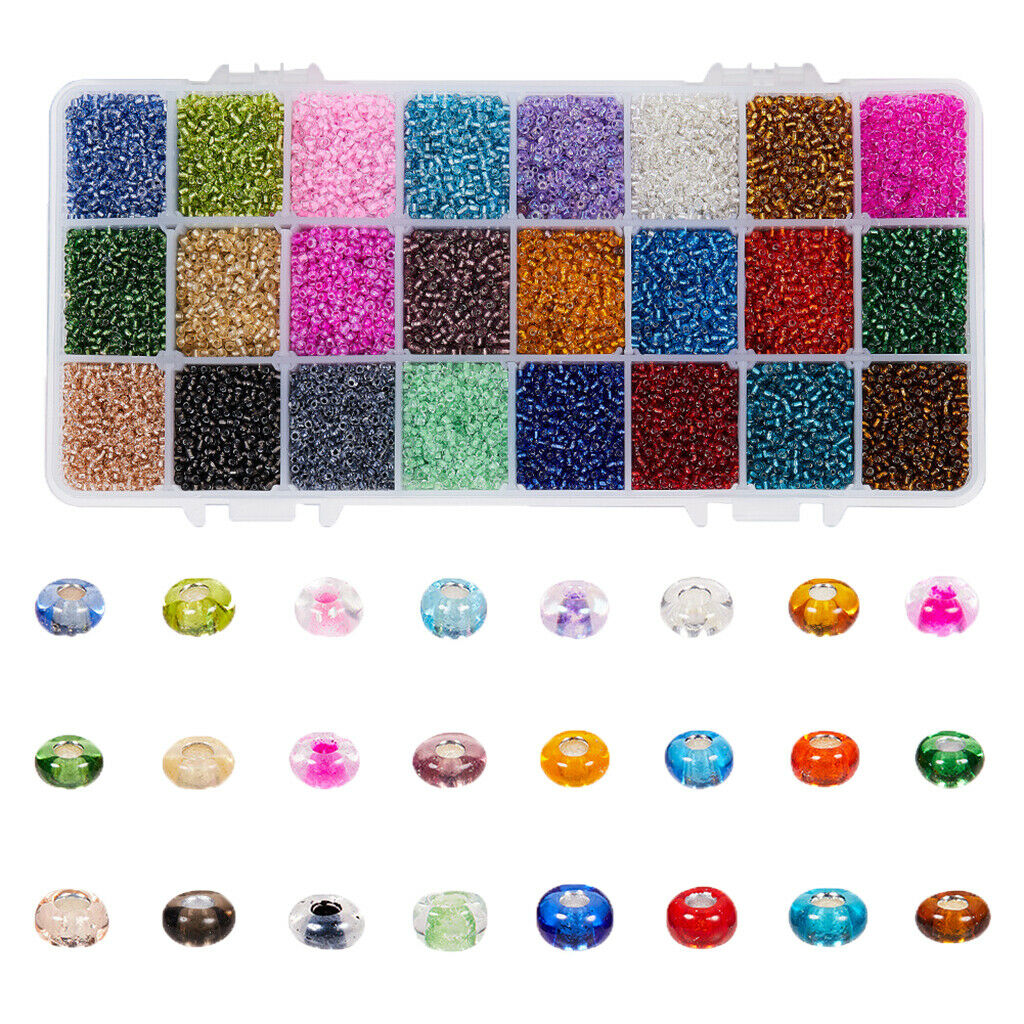 38400Pcs 2mm Glass   Spacer Beads Spacers Jewelry Making 24 Colors Assorted