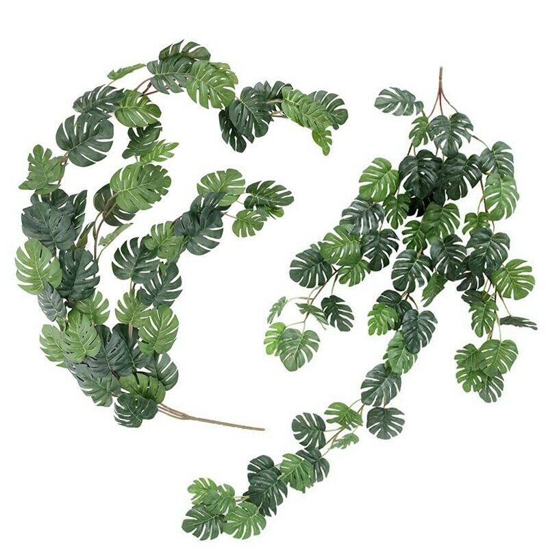 2 Pcs Artificial Monstera Vines 2.62 FT Turtle Leaf Rattan Faux Greenery MonstE7