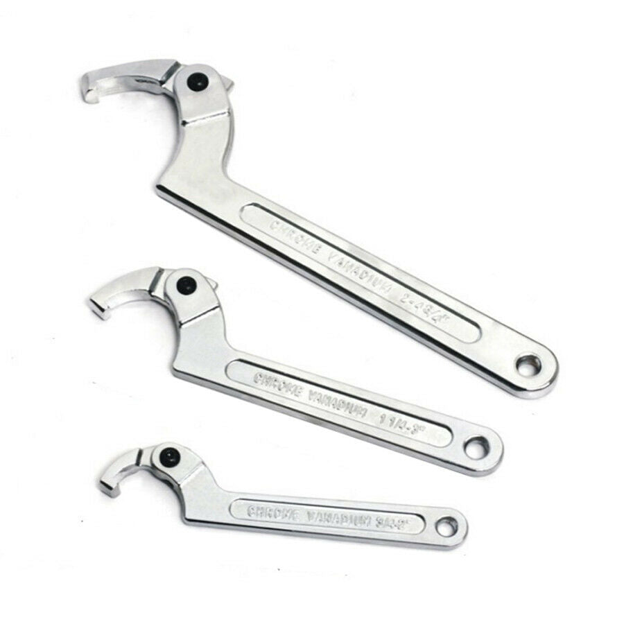 Adjustable Hook Wrench Chrome C Spanner Tool Square Head 7Inch 3/4"-2" 19-51MM