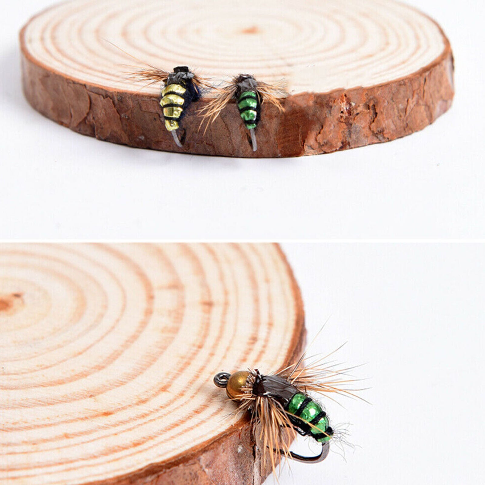 40pcs Flies Beaded Fly Fishing Dry Flies Bead head Bass Trout Lures Hook & Box