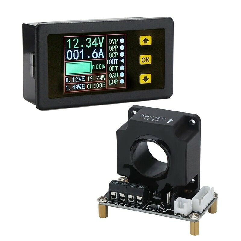 Charge-Discharge Monitor 0-90V 100A DC Ammeter Voltmeter LCD Display Digital AC6