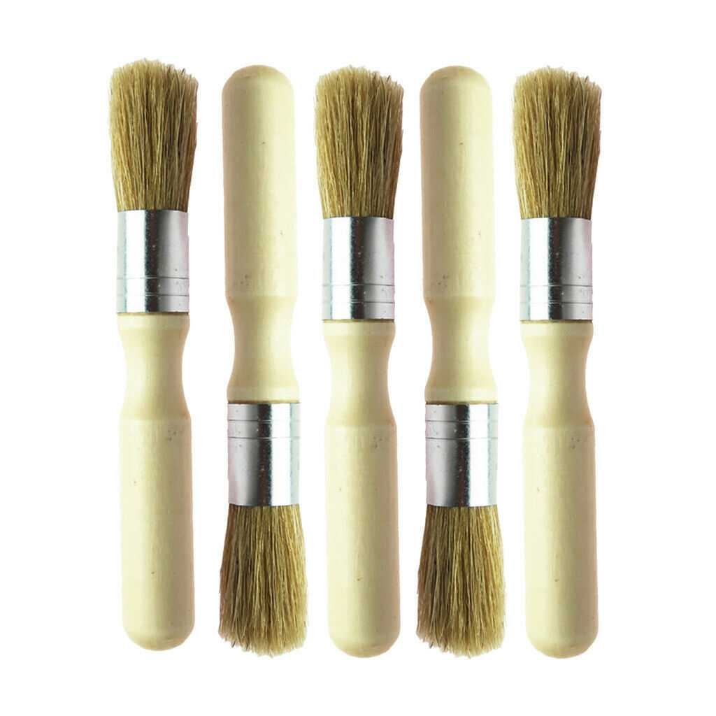 5 Pieces Painting Brush Round Wooden Paint Brushes for Decorating Painting