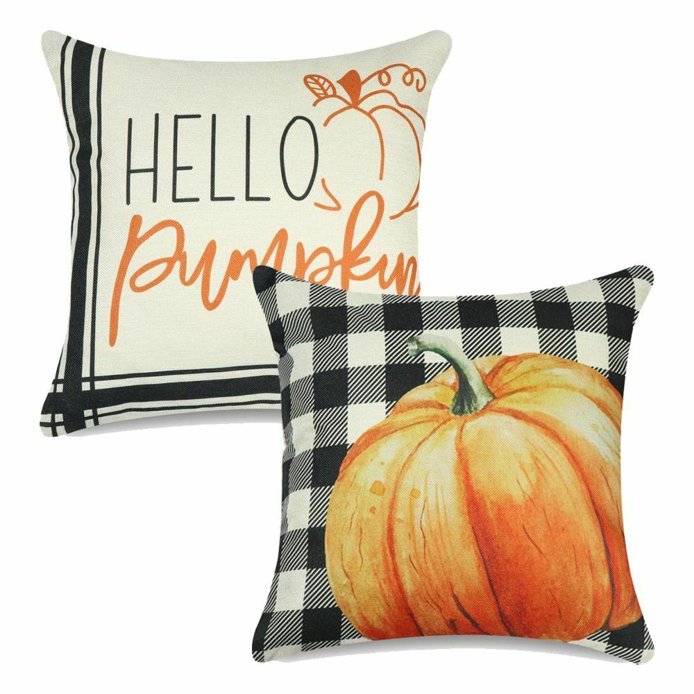 Happy Harvest Thanksgiving Throw Cushion Case Autumn Decor Fall Pillow Covers