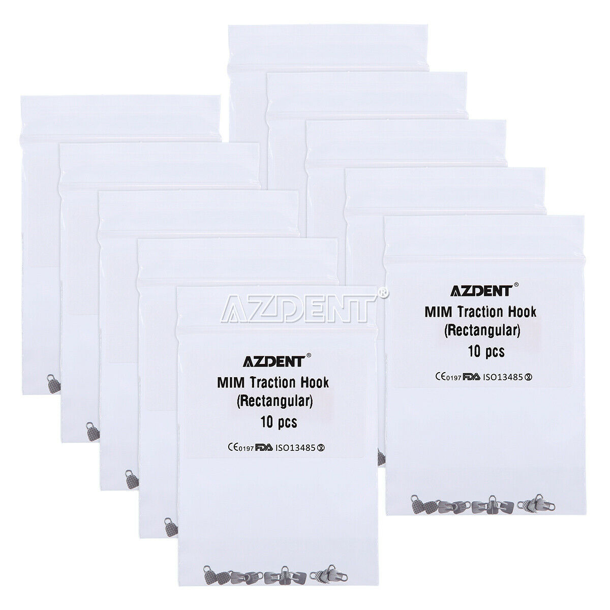 50X Dental OrthoConsumables Rectangular Bondable Traction Hook Lingual Button