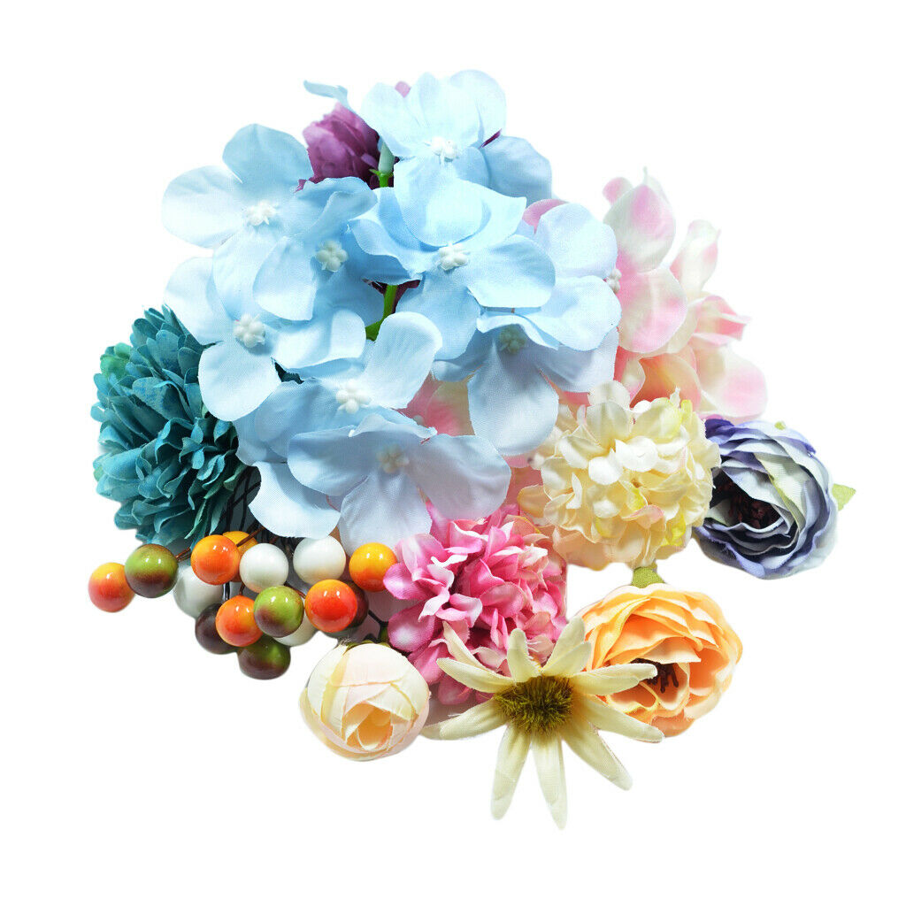 30 Pieces Mixed Artificial Flowers Heads DIY Wedding Bridal Hair Accessories