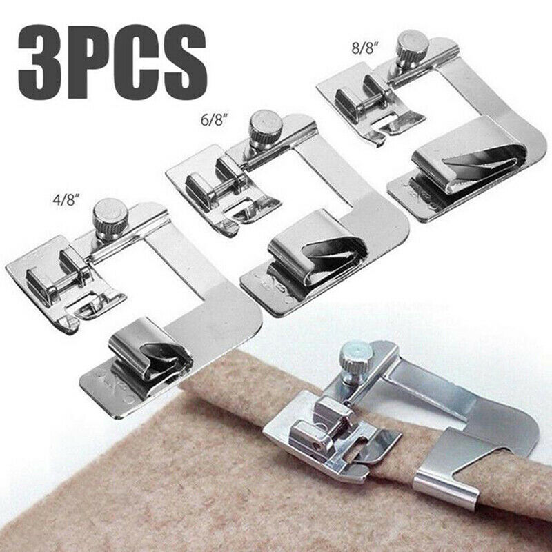 3Pcs/set Domestic Sewing Machine Foot Presser Rolled Hem Feet for Brother Sin SJ