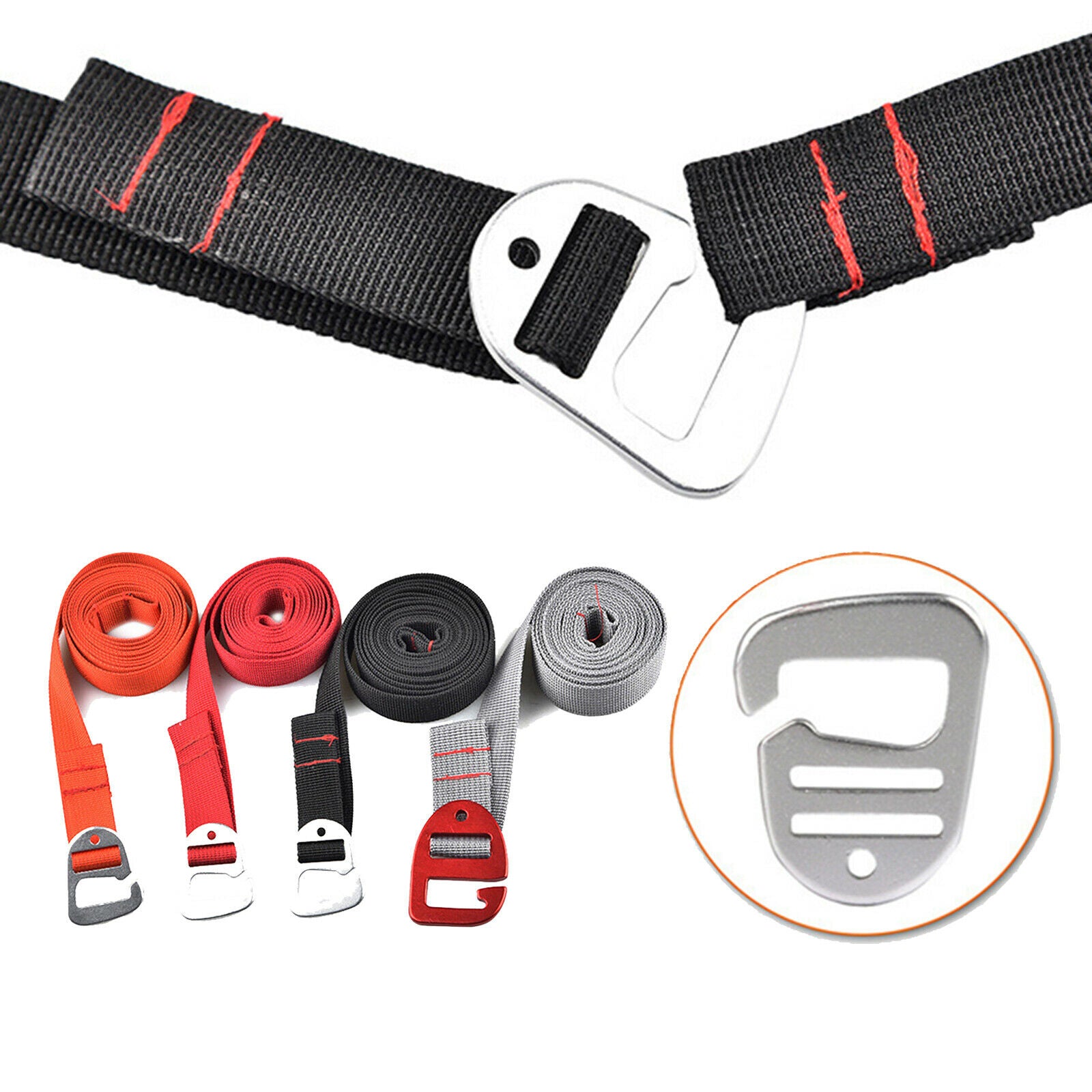 Heavy Luggage Strap with Hook Suitcase Safe Tie Belt Flat Bungee Cord 1m,Red