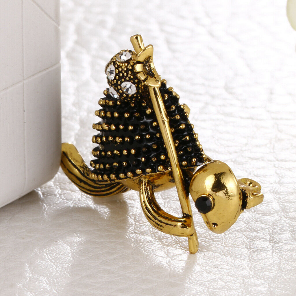Shiny Rhinestone Turtle Brooch Pin Unisex Corsage Clips Collar Tips Pendant