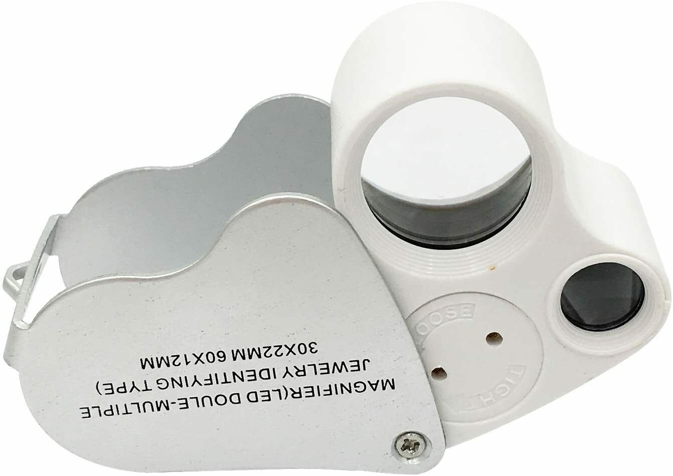 30 x 60 x Dual Lens Jewelers Eye Loupes Illuminated LED Metal Glass Magnifier