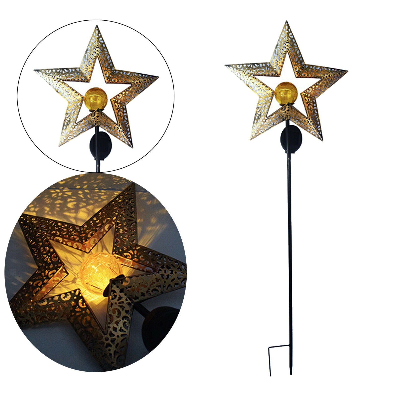 Garden Solar Lights Outdoor Iron Metal Star Stake Light Yard for Patio
