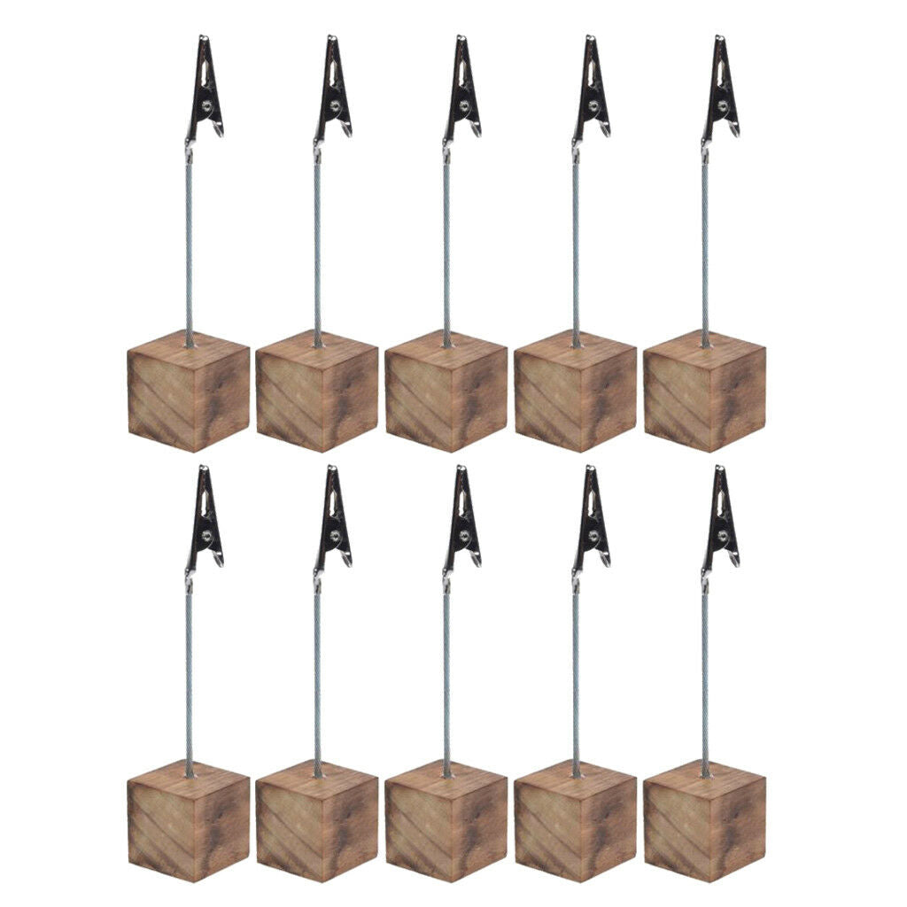 Set 100 Wooden Base Wire Photo Clip Wedding Table Place Card Holder Decor