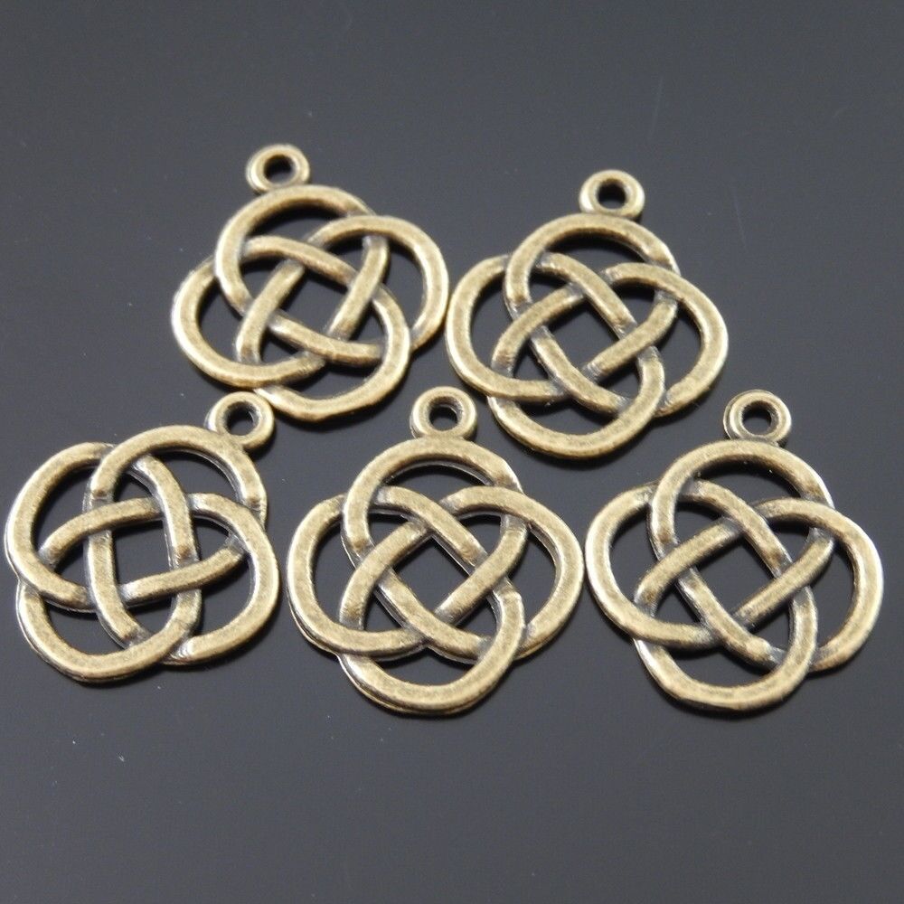 50pcs Antiqued Bronze Alloy Chinese Knot Shaped Pendant Jewelry Accessory Crafts