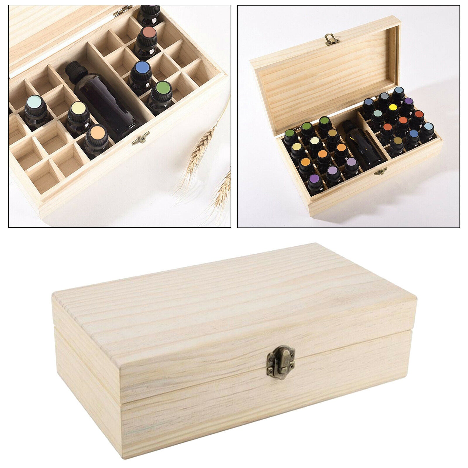 Essential Oils Wooden Storage Box for 5 10 15 Oil Bottle Aromatherapy Holder