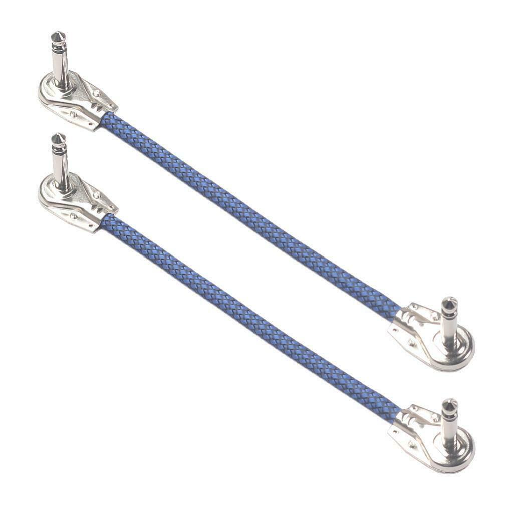 Guitar Pedal Cable M to M Right Angle 20cm 6.35mm Cables for Effect Blue