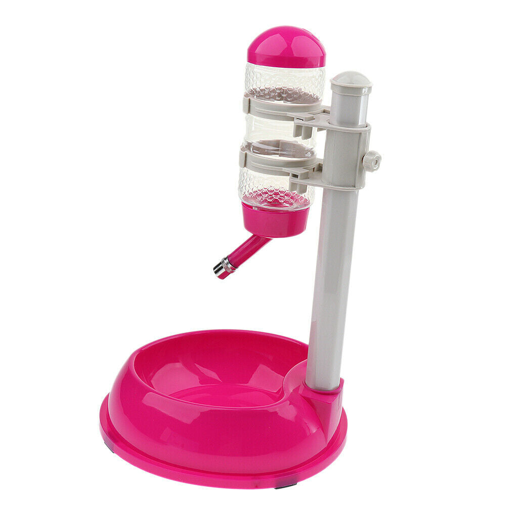 Pet Dog Standing Water Dispenser Automatic Lifting Feeding Bottle Food with Bowl