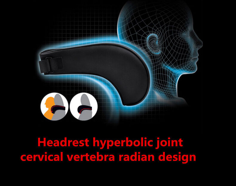 Ergonomic Headrest Memory Cotton Black PU Leather Car Neck Rest Cushion Pillow