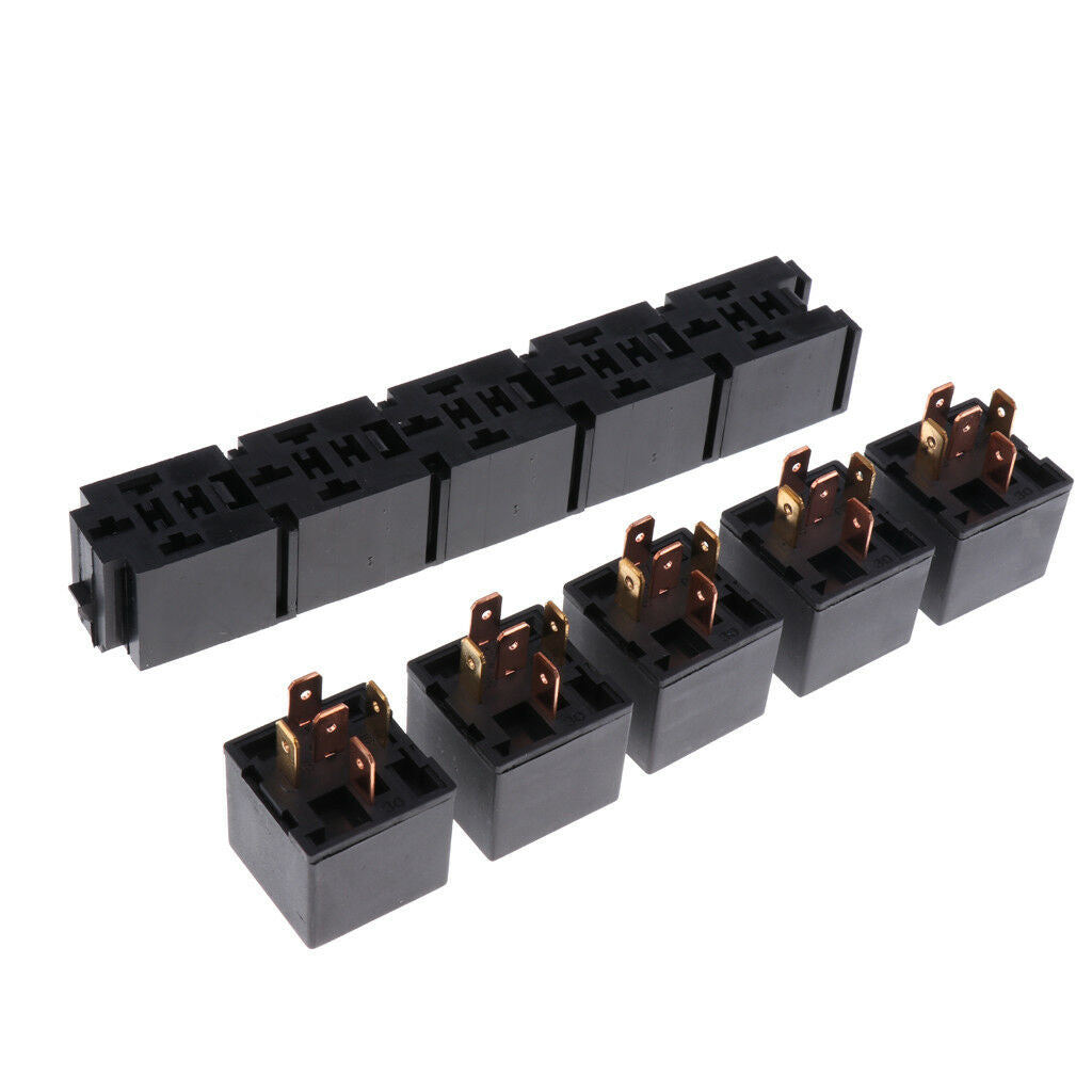5pcs 80A 5 Pin DPDT Car Relay Base Socket Holder Connector With 25 Terminals