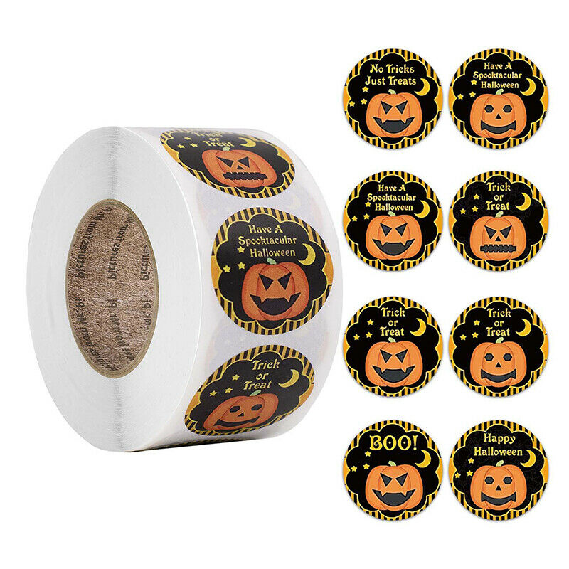 500Pcs/Roll Halloween Pumpkin Decor Labels Seal Stickers DIY Gift Paper S.l8