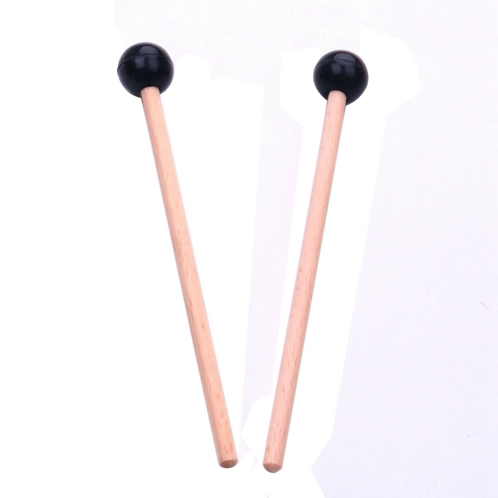 2/Set Professional Wooden Drumstick Rubber Marimba Mallets with Wood Handle