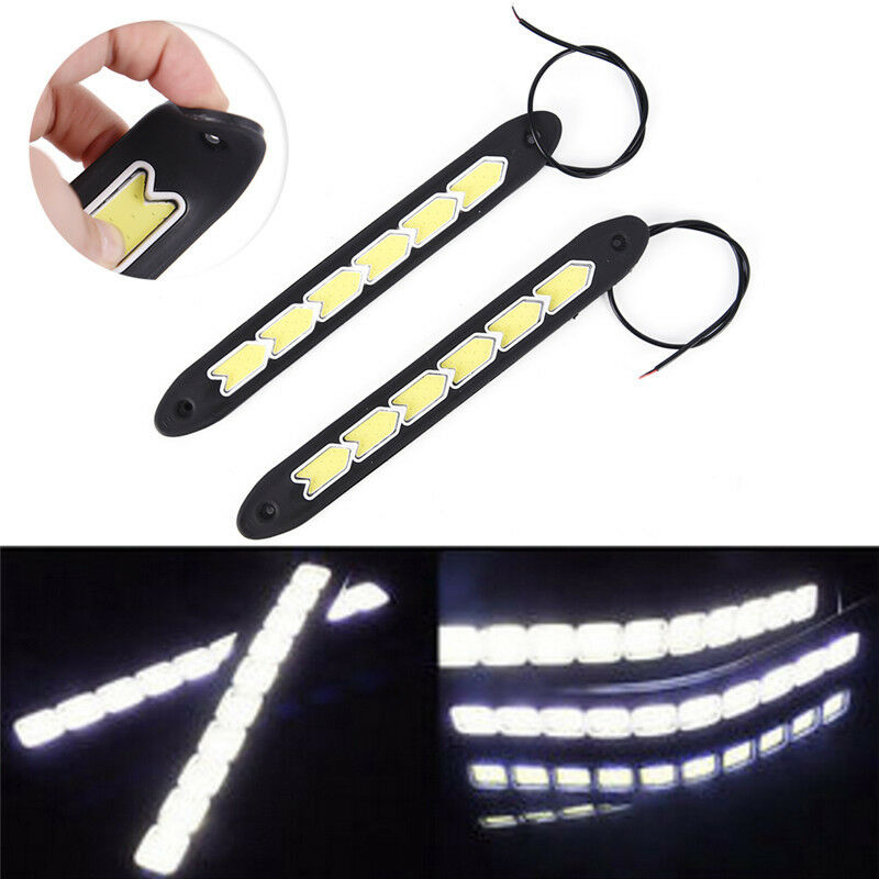 2Pcs 12V 20W Waterproof LED Daytime Running Light DRL COB Strip Lamp Fog Car  Tt