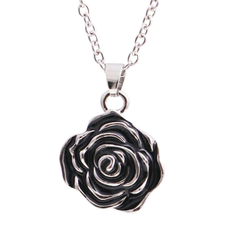 Black Rose Heart Cremation Urn Necklace for Ashes Urn Jewelry Memorial Pe.l8