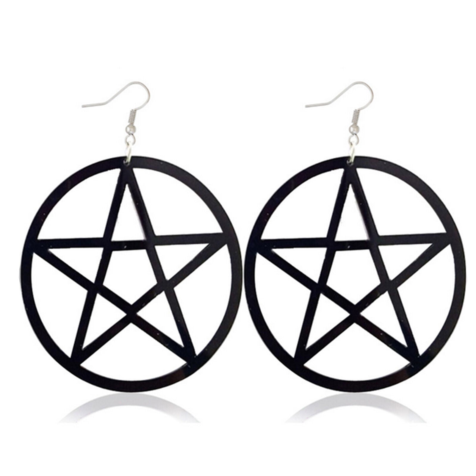 Women Punk Large Pentagram Earrings Large Hoop Pentacle Gothic Ear Stud Fashion