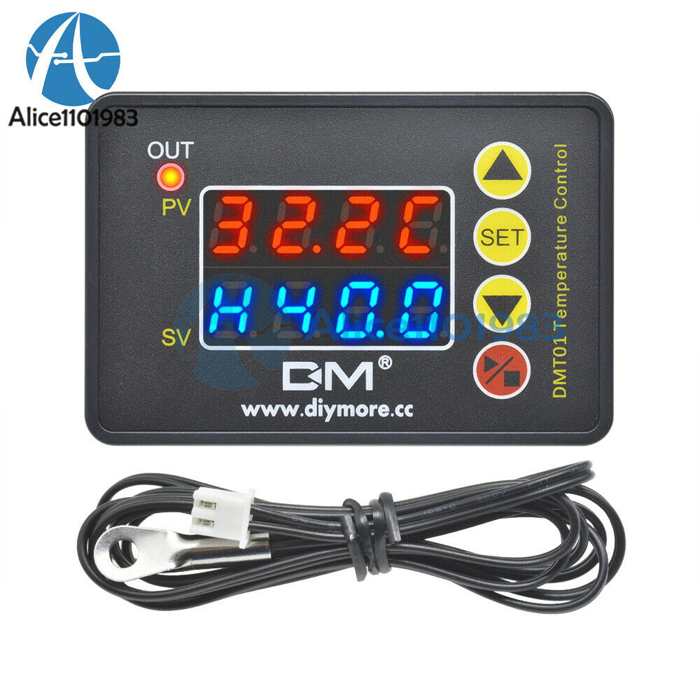 DC12V Digital Red Blue Microcomputer Temperature Controller Thermostat W/ Sensor