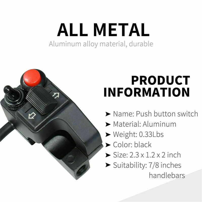 7/8" 22mm Left Motorcycle Handlebar Switch For Blinker Turn Signal Horn Beam ATV