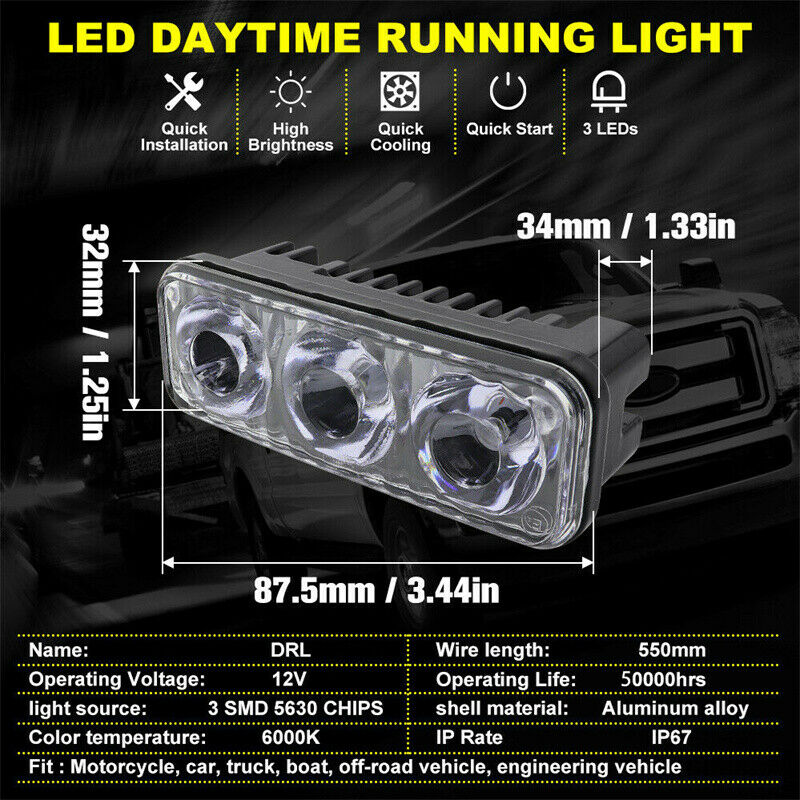 High Bright LED Work Lamp Fog Daytime Running Light Car Motorcycle Universal