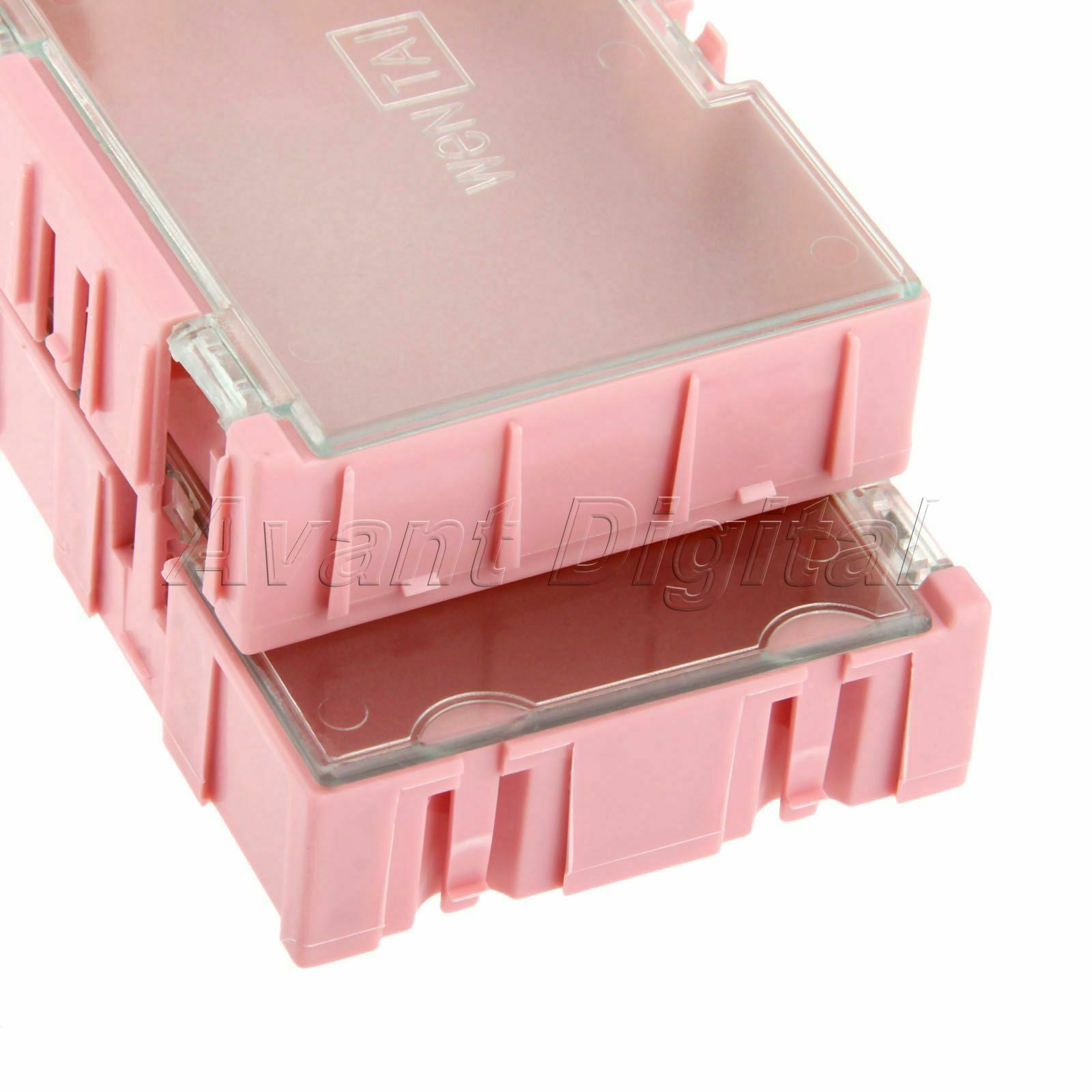 Brand New 2Pcs Pink Anti-Static Part Storage Electronic SMT SMD Component Box