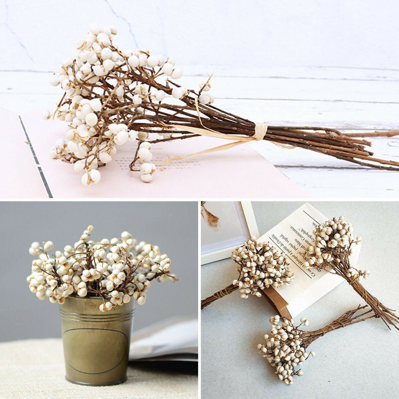 Cotton Ball Stems Plants Branches Picks Floral Arrangement Party Home Decor