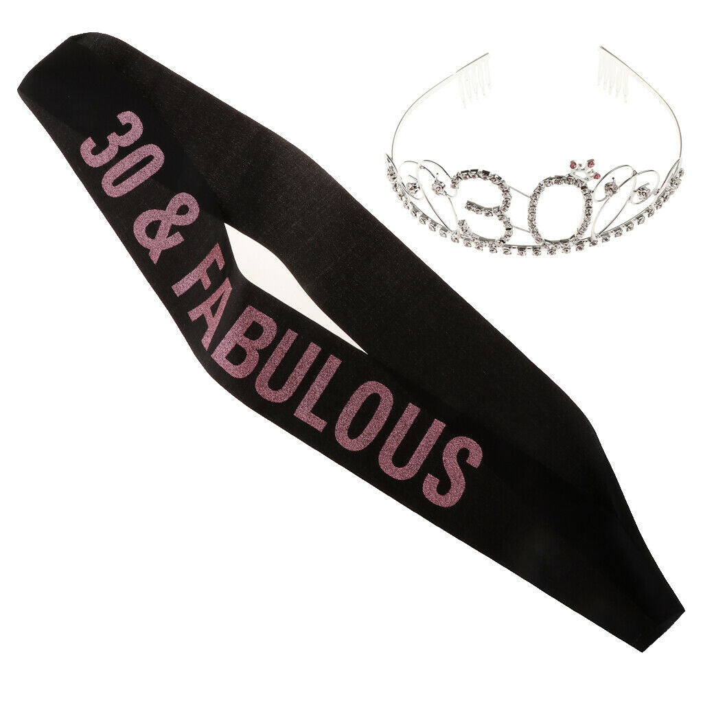30 Women Birthday Tiara and Sash 30th Birthday Gifts for her