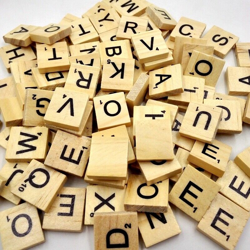 100pcs wooden alphabet puzzle tiles black letters & numbers for that