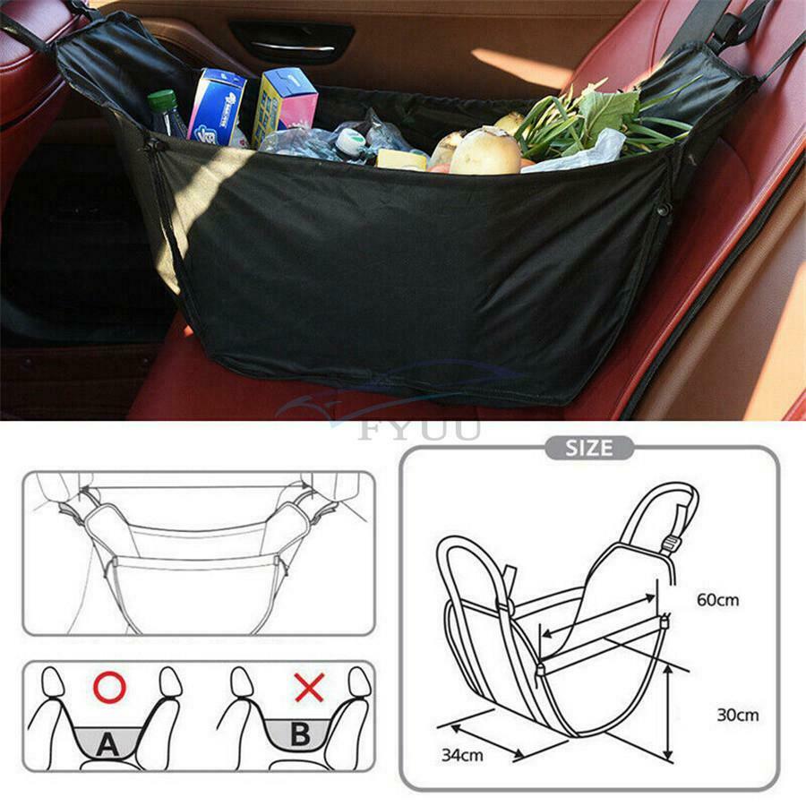 1PCS 60 x 30 x 34CM Car Rear Seat Foldable Seat Back Storage Bag Black Universal