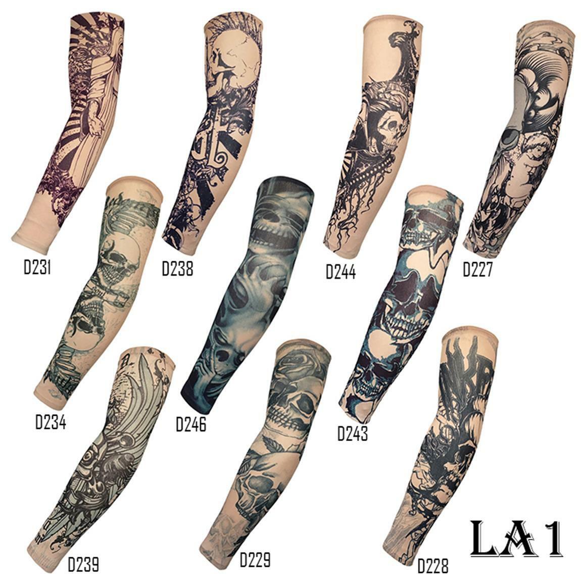 10 Styles Mix Nylon Stretchy Temporary Tattoo Sleeves Fashion Arm Stockings New