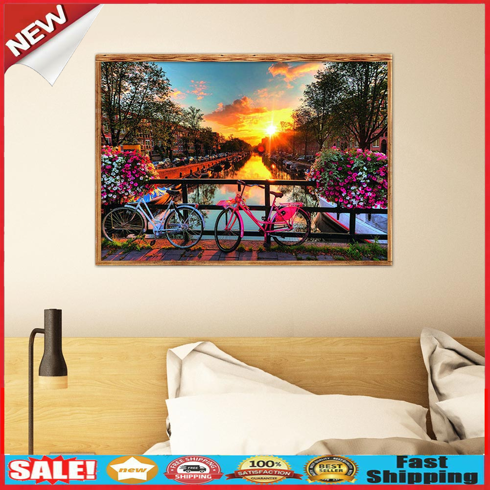 5D DIY Full Drill Diamond Painting River View Cross Stitch Embroidery Kits @