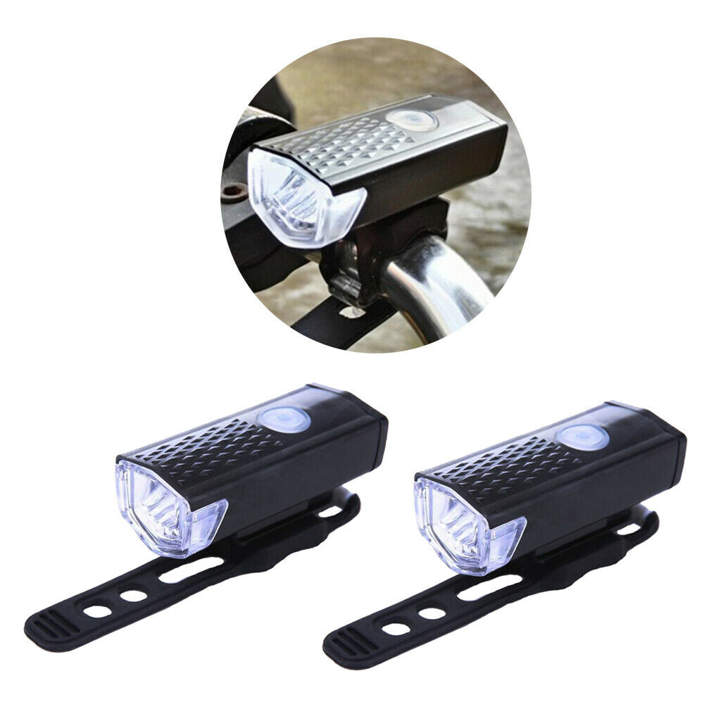 2x USB Bike Headlight Road Bicycle LED Light Front Lamp Flashlight White
