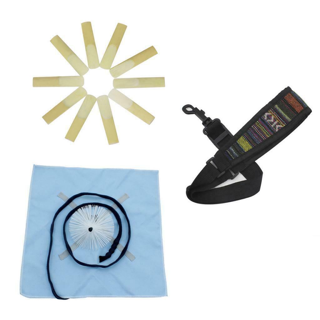 3 Pieces Sax Reed Saxophone Cleaning Care Kit Brush Strap for Sax Lovers