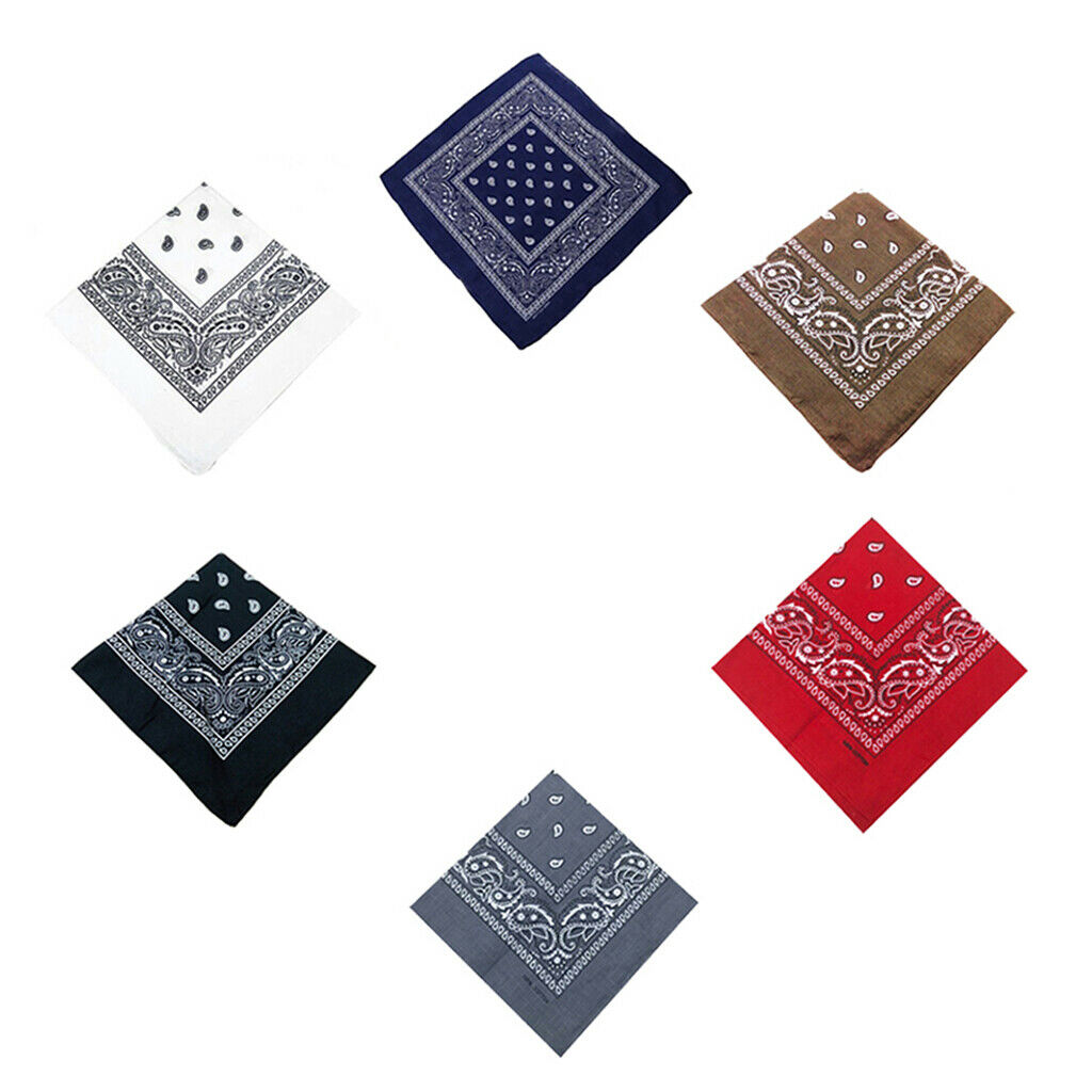 6 Pack Unisex Cotton Print Cowboy Bandana Scarf Head Wrap Neck Wristband