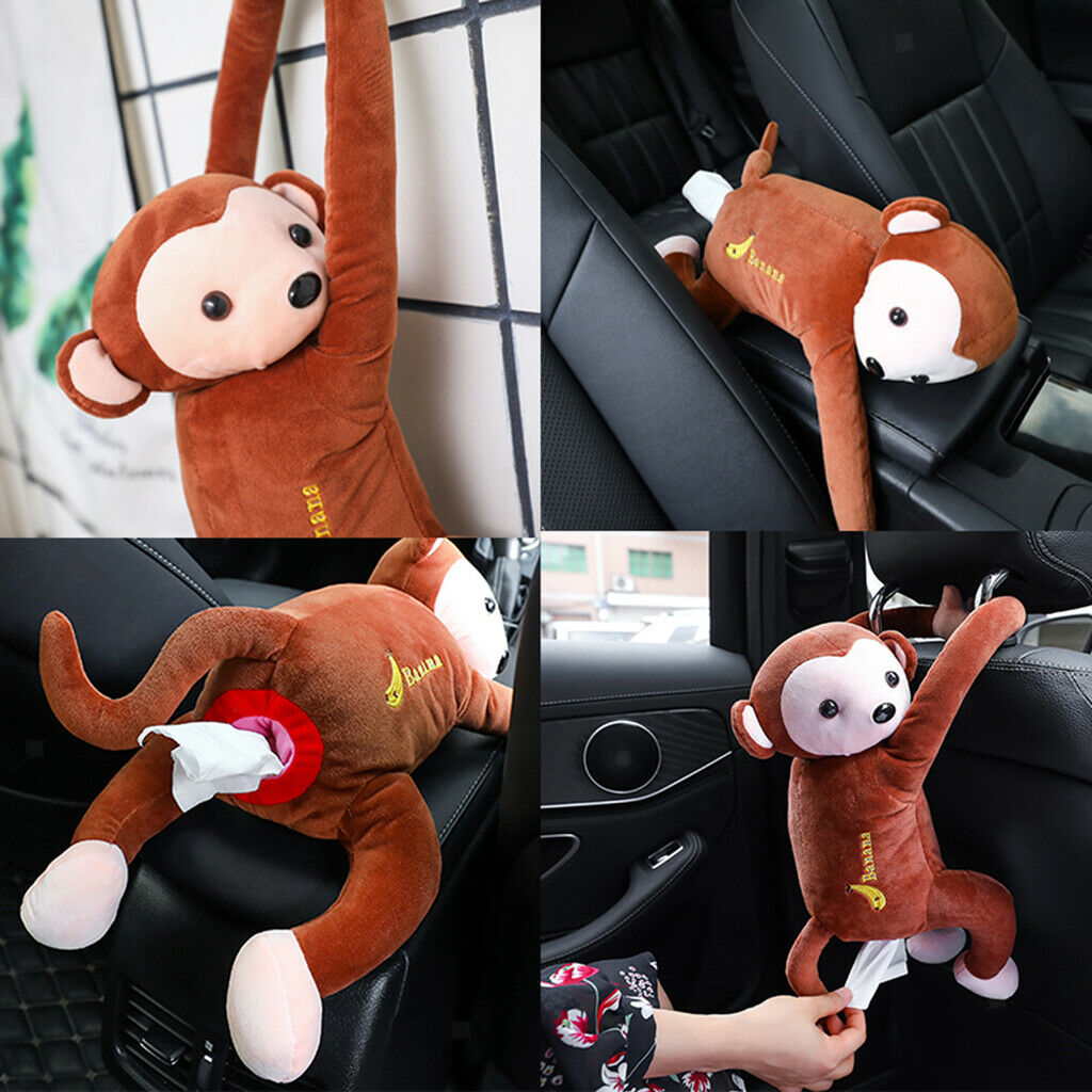 Multi-purpose Tissue Paper Storage Monkey Shape Cartoon Car  brown