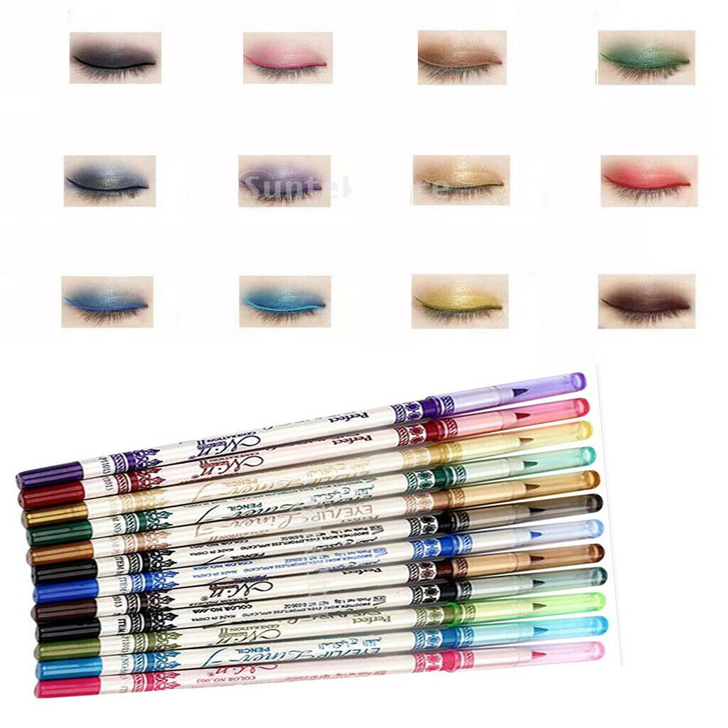 12pcs Eyeshadow Pencil Waterproof Smooth Matte and Long-lasting Lipliner Pen