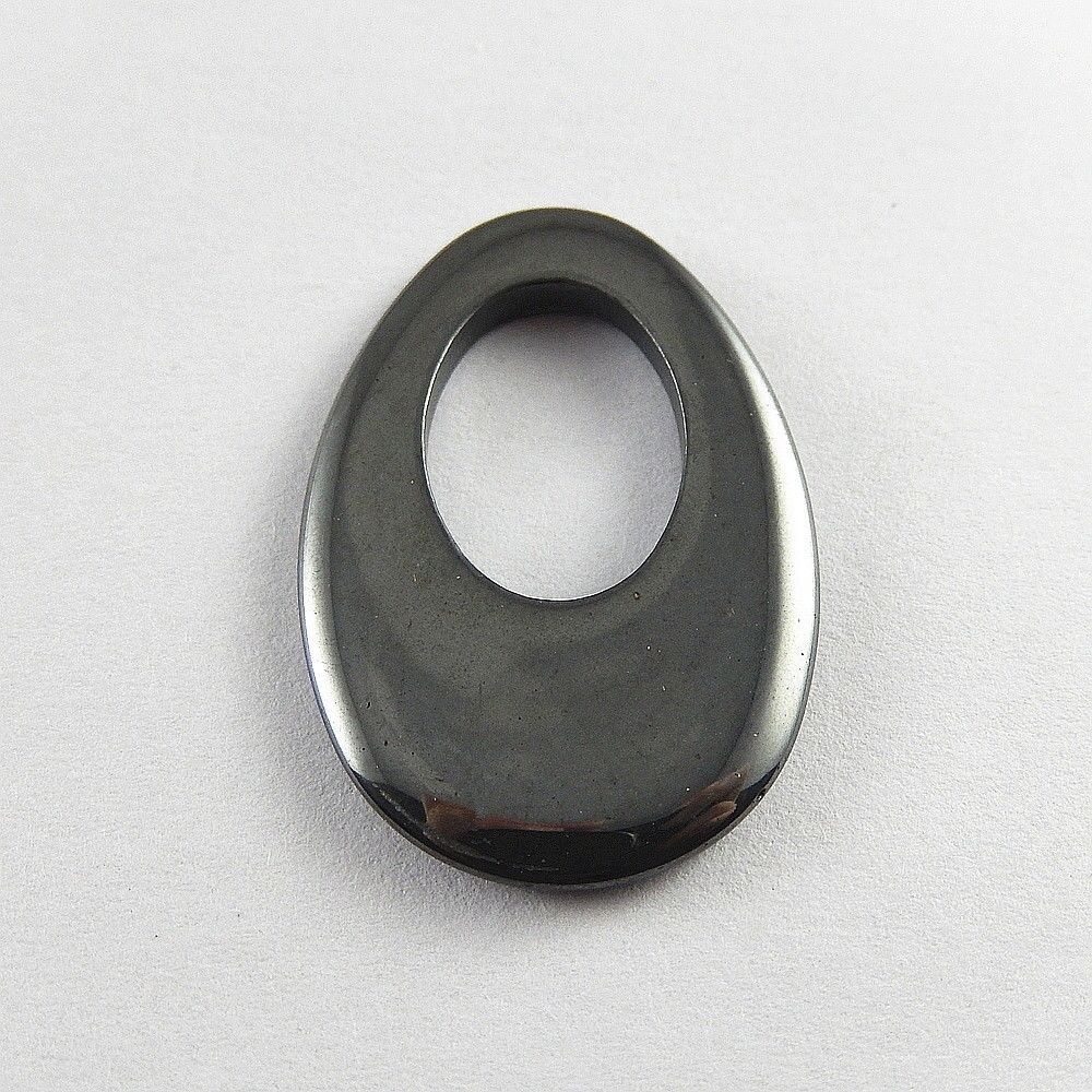 5 pcs Electroplated Black Hematite Collar Circle Charms Pendant Findings 35x24mm
