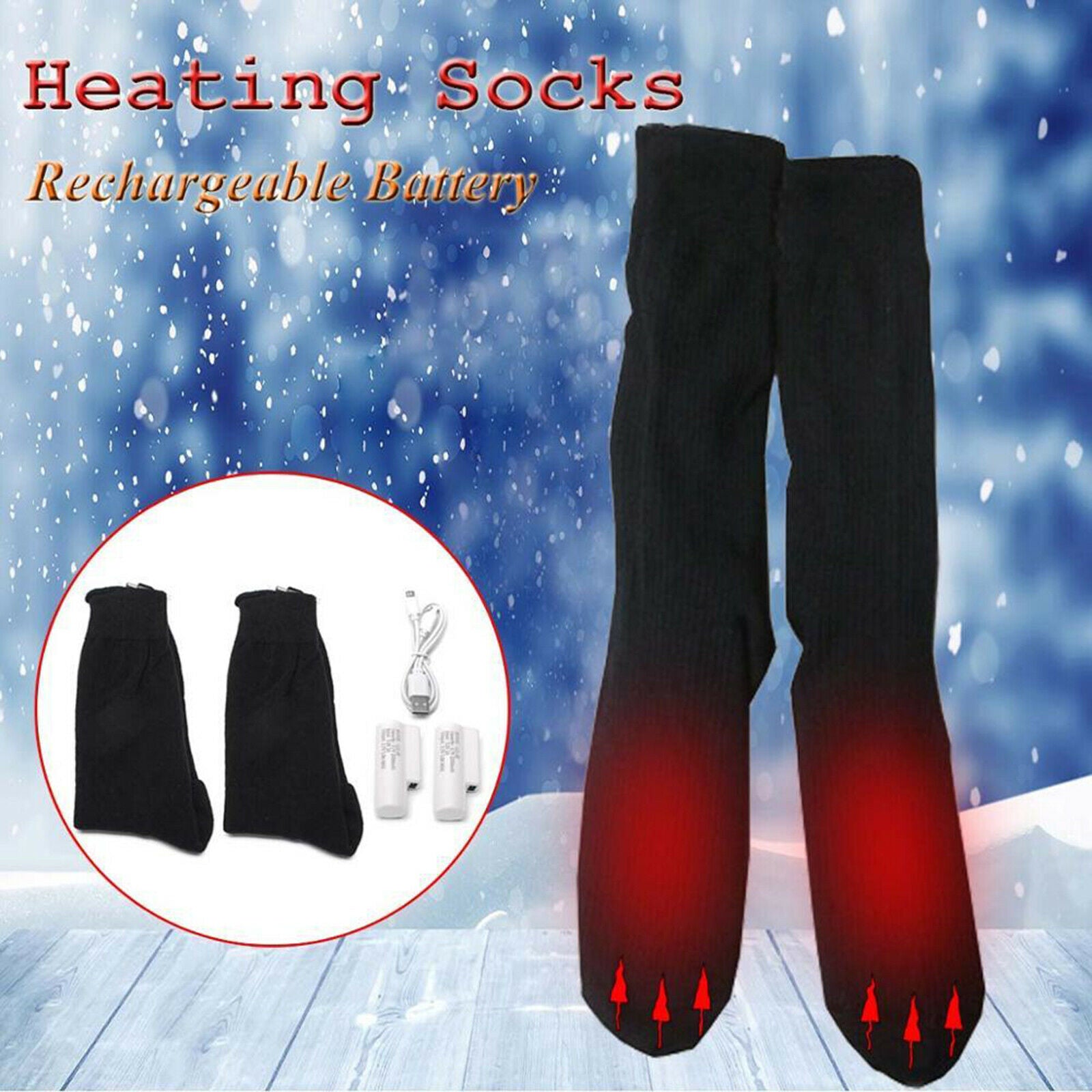 Electric Heated Winter  Socks Rechargeable Battery Powered Winter Long Socks