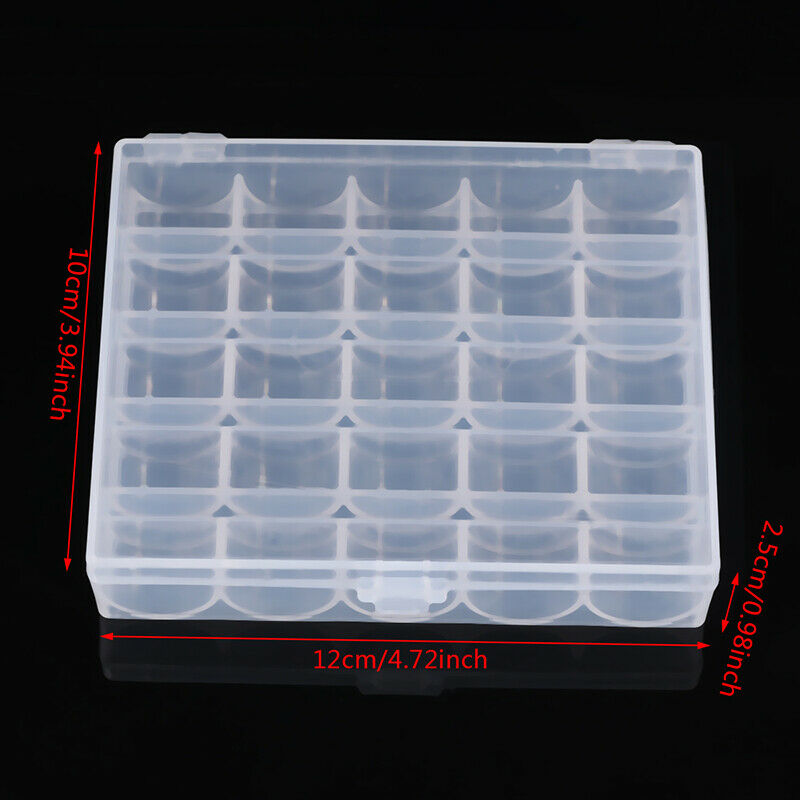 25 Spools Bobbins Sewing Machine Bobbin Case Organizer Storage Clear Box TooBDA