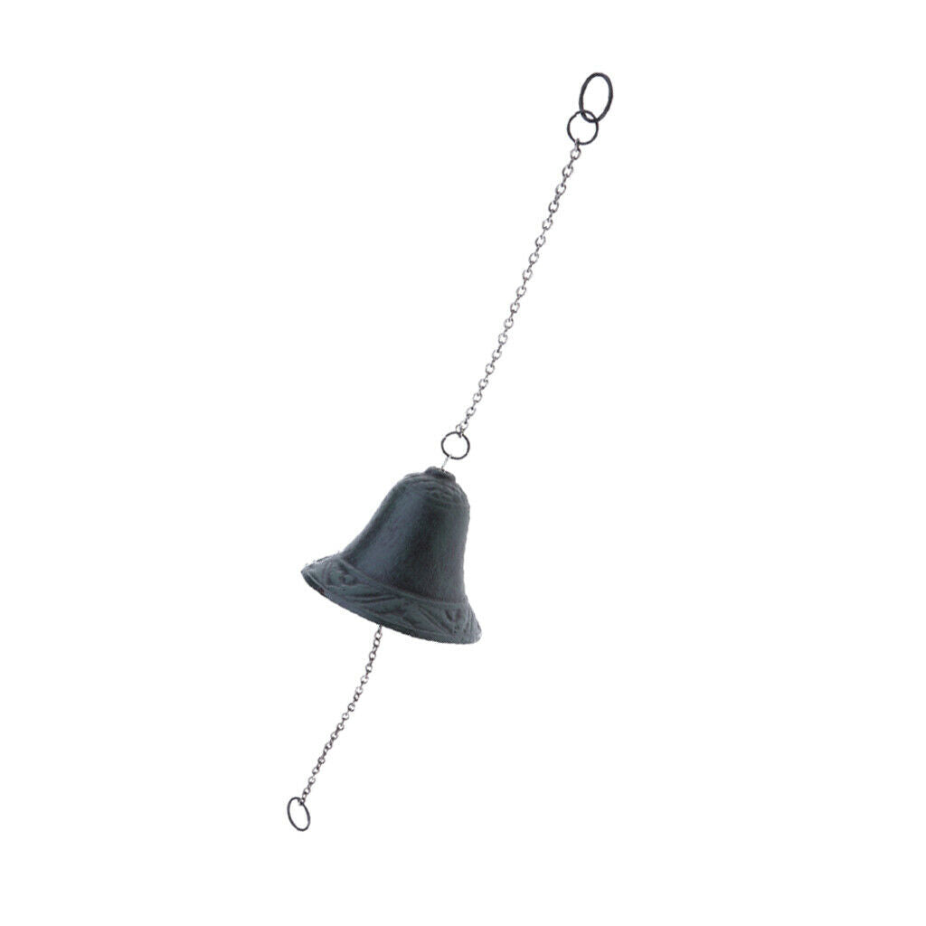 Cast Iron Bell With Hanging Chain Wind Chime Outdoor Garden Hanging Decor