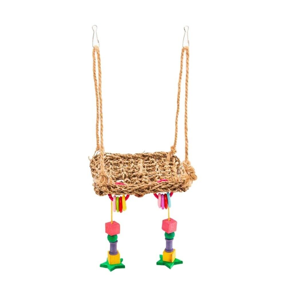 Rattan Hammock Hanging Bed Swing Bird Toys for Parrots, Budgies, Cockatiels,